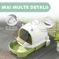 PawHut Litieră cu Capac, Tavă pentru Nisip tip Sertar cu Filtru de Carbon și Lopățică, 40,5x52x39 cm, Gri(m-7)