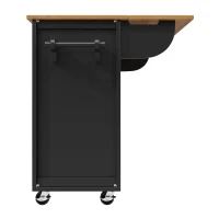 Îlot de cuisine avec plateau réglable, deux portes et quatre tiroirs, 137,9x45/73x92,5 cm, Noir(m-7)