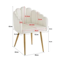 Set da 2 sedie moderne con design a ventaglio, 48x44.5x82 cm, Bianco(m-3)