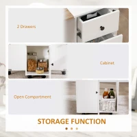 HOMCOM Masă Rabatabilă pentru Maxim 6 Persoane cu 2 Sertare, Dulap și Raft Posterior, 120x60x76.5 cm, Alb(m-6)