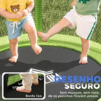HOMCOM Trampolim Infantil Ø140x190 cm Trampolim para Crianças de 3-6 Anos com Rede de Segurança Carga 45 kg para Interior Verde(m-5)