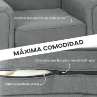 HOMCOM Butaca de Salón Tapizada en Tela Sillón Relax con Reposabrazos Asiento Extraíble para Dormitorio 79x72,5x88 cm Gris(m-5)
