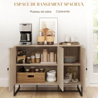 HOMCOM Buffet salon meuble de rangement armoire de cuisine avec placard 2 portes et étagères réglables 108 x 40 x 80 cm, chêne(m-4)