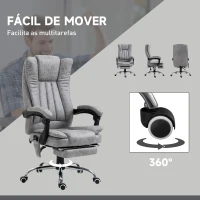 Vinsetto Cadeira de Escritório com 6 Pontos de Massagem Giratória Encosto Reclinável 135º Função de Aquecimento 62x67x113-120 cm Cinza(m-5)
