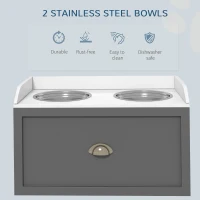 PawHut Stainless Steel Raised Dog Bowls, with 21L Storage Drawer for Large Dogs - Grey(m-6)