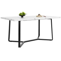 Tavolo da pranzo per 4-6 persone con piano effetto marmo in MDF, 108.8x75x76 cm, Bianco e Nero(m-8)