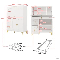 Buffet moderne à portes pliantes, rangement multifonctionnel, 100x50x140 cm, Blanc(m-3)
