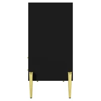 Buffet moderne avec porte en verre couleur sarcelle, cloisons réglables et pieds en fer dorés, 120x39,5x84 cm, Noir(m-7)