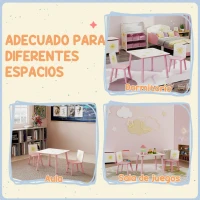 AIYAPLAY Mesa y Sillas Infantiles de 3 Piezas Mesa Infantil con 2 Sillas de Madera de Pino para niños de +3 Años 60x60x44 cm Rosa(m-8)