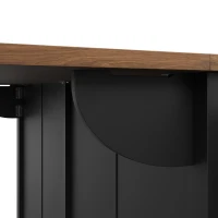 Kücheninsel mit klappbarer Tischplatte, Servierwagen auf Rollen mit 2 Schiebetüren und 3 Schubladen, 140 x 45/73 x 94 cm, Schwarz(m-6)