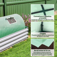 Outsunny Serra Piccola con 5 Finestrelle e Griglia Centrale, in Acciaio, PE e PP, 300x80x45 cm, Verde(m-6)