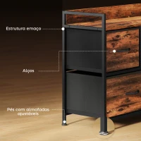 HOMCOM Cómoda com 5 Gavetas de Tecido Cómoda de Estilo Industrial com Estrutura Metálica para Quarto 98x29x63 cm Castanho Rústico(m-7)