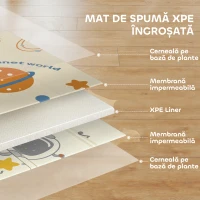 AIYAPLAY Covoraș pentru bebeluși față-verso, covoraș pentru târâre, temă astronauți și planete.(m-5)