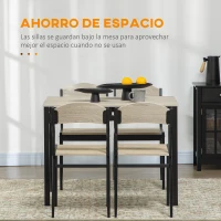 HOMCOM Juego de Mesa y 4 Sillas de Comedor Estilo Moderno Marco Metálico para Espacios Pequeños Negro(m-5)