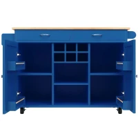 Îlot de cuisine moderne, table à manger multifonctionnelle avec espace de rangement, 102x45x92 cm, Bleu(m-2)