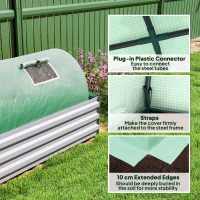Outsunny Mini Greenhouse, Portable Tunnel Green House, Green Grow House Steel Frame with 5 Mesh Windows, 3 M, Green(m-6)