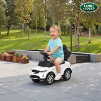 AIYAPLAY Porteur enfants Land Rover Discovery sous licence, porteur voiture à pousser avec poignée amovible, 84x40x94,5cm, blanc(m-9)