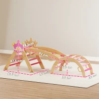 AIYAPLAY 8 in 1 Triangolo da Arrampicata in Legno Struttura da Arrampicata Montessori Tema Corona con Arco e Rampa Rosa(m-3)