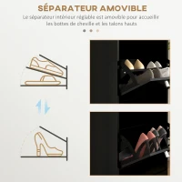 HOMCOM Meuble à chaussures, armoire à chaussures 3 portes abattants 15 paires, étagères réglables, 54 x 24 x 117,5 cm, noir(m-6)