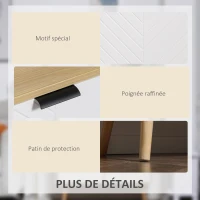 HOMCOM Buffet salon, meuble de rangement avec 2 portes et étagère réglable, 77 x 35 x 77,5 cm, blanc et bois naturel(m-6)