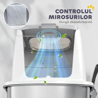 PawHut Litieră pentru pisici cu 2 intrări, deodorant și lopățică, Alb(m-8)