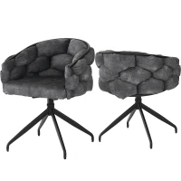 Set da 2 sedie in velluto, girevoli a 360°, sedie Bubble, 45x44x77,5 cm, Grigio(m-5)