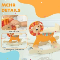 AIYAPLAY Schaukelpferd mit Löwen-Design, 25 kg Belastbarkeit, 2-5 Jahre, Holz, Orange(m-5)