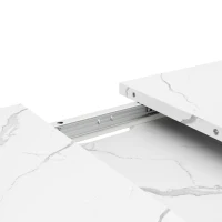 Masă extensibilă de dining, masă pentru bucătărie-living cu picioare încrucișate, 118-157L x 75P x 76,4Î cm, Alb(m-7)