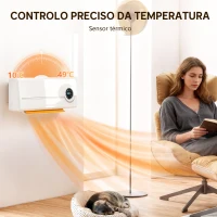 HOMCOM Aquecedor Elétrico de Baixo Consumo de Parede 2000W com 3 Modos Ecrã LED Termostato Temporizador e Oscilação Branco(m-7)