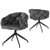 Set da 2 sedie in velluto, girevoli a 360°, sedie Bubble, 45x44x77,5 cm, Grigio(m-4)