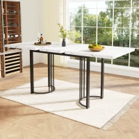 Tavolo allungabile da pranzo con struttura in metallo, 140-179.5x80x75.5 cm, Bianco e Nero(m-4)