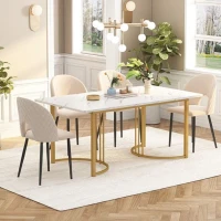 Masă de bucătărie dreptunghiulară cu cadru metalic stabil, 140x80x75 cm, Alb(m-4)