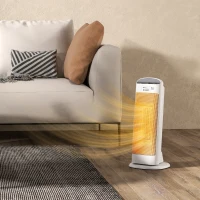 HOMCOM Aquecedor Elétrico de Baixo Consumo 2000W PTC com 4 Modos Termóstato Regulável Oscilação de 55°  20x20x49 cm Branco(m-9)