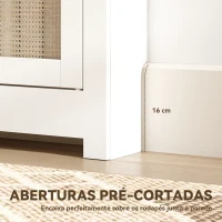 HOMCOM Cobertura para Radiador com Porta Rebatível e Vime Proteção Radiador de MDF 78x19x95,5 cm com Compartimento Desenho Boémio Branco(m-7)