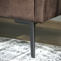 HOMCOM Canapea cu 2 Locuri din Piele Respirabilă cu Îmbrăcăminte Groasă și Picioare din Metal, 137x72x88 cm, Maro Închis(m-9)