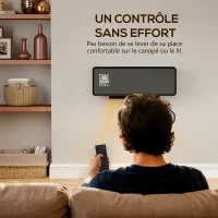 HOMCOM Chauffage mural en céramique 1000/2000W, radiateur électrique, ventilateur, thermostat, minuterie, 54x18,7x12,3cm, noir(m-8)