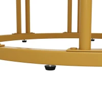 Tavolo da pranzo rotondo per 4 persone con piano in MDF e gambe in metallo, 100x100x76 cm, Bianco e Oro(m-5)