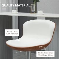 HOMCOM 2er-Set Barhocker, höhenverstellbar, Metallgestell, drehbarer Sitz, Cremeweiß(m-7)