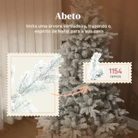 HOMCOM Árvore de Natal Artificial 210 cm Árvore de Natal Nevada com 1154 Ramos Base Dobrável e Fácil de Montar Verde(m-4)