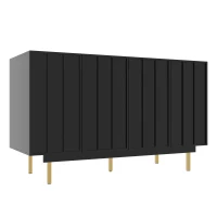 Dulap minimalist pentru sufragerie, cu 4 uși și rafturi reglabile, 140x38,5x82,5 cm, Negru(m-1)