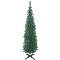 HOMCOM Sapin de Noël artificiel 180 cm, arbre de Noël slim, 321 pointes, facile à monter et ranger, pour maison bureau, vert
