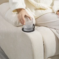 HOMCOM Fotoliu Modern Reclinabil 135° cu Suport pentru Picioare și Suporturi pentru Pahare Bej(m-9)