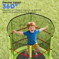 HOMCOM Trampolim Infantil Ø140x190 cm Trampolim para Crianças de 3-6 Anos com Rede de Segurança Carga 45 kg para Interior Verde(m-7)