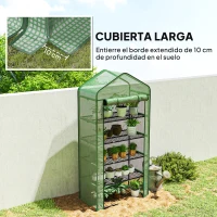 Outsunny Invernadero Resistente de 5 Niveles con 1 Puerta con Cremallera Anti-UV Diseño Ensanchado y Estantes 90x49x193 cm Verde(m-8)
