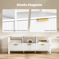 HOMCOM Mueble de TV Moderno con 3 Cajones y 3 Estantes Abiertos para Televisión 43-55 Pulgadas 120x39,5x50 cm Blanco(m-6)