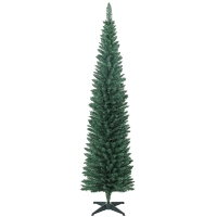 HOMCOM Árvore de Natal Slim 210 cm Árvore de Natal Artificial com 401 Ramos Suporte Metálico Decoração para Interior Verde
