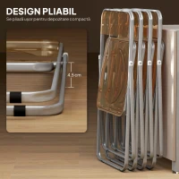 HOMCOM Set de 4 Scaune Pliabile Economisitoare de Spațiu din Oțel și Acril, Portocaliu(m-5)