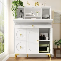 Buffet moderne à portes pliantes, rangement multifonctionnel, 100x50x140 cm, Blanc(m-4)