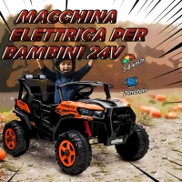 AIYAPLAY Macchina Elettrica per Bambini 3-8 Anni 24V a 2 Posti, Doppio Motore, Telecomando e Soft Start, Arancione(m-4)
