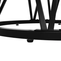 Tavolo da pranzo rotondo per 4 persone, gambe in metallo e piano in MDF, 100x100x76 cm, Bianco e Nero(m-5)